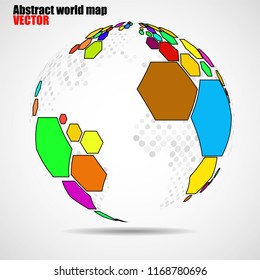 Abstract globe earth of hexagons. Vector illustration. Eps 10