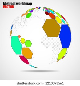 Abstract globe earth of hexagons. Vector illustration. Eps 10