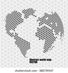 Abstract globe earth of hexagons. Vector illustration. Eps 10