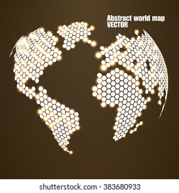 Abstract globe earth of hexagons. Vector illustration. Eps 10