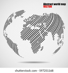 Abstract globe earth of with lines. World stripes map. Vector