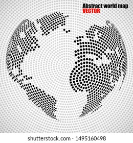 Abstract globe earth of radial dots. Vector illustration. Eps 10