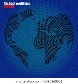 Abstract globe earth of radial dots. Vector illustration. Eps 10
