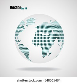 Abstract globe earth of round dots. Vector illustration. Eps 10