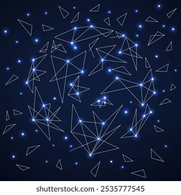 Abstract globe of glowing lines and dots, connection structure, technology background