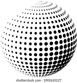 Abstract globe with halftone. 3d polka dots effect. Vector illustration.