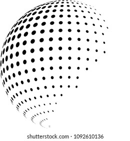 Abstract globe with halftone. 3d polka dots effect. Vector illustration.