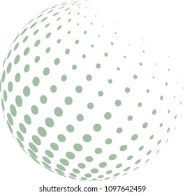 Abstract globe with halftone. 3d polka dots effect. Vector illustration in green colors
