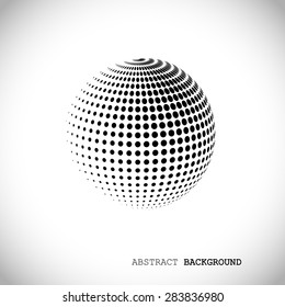 Abstract globe halftone background design element. Abstract vector of black and white sphere dots pattern