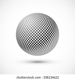 Abstract Globe Halftone Background Design. Black and White Checkered Sphere. Technology Business Concept. Vector Illustration.