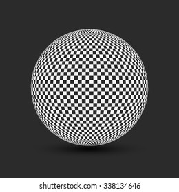 Abstract Globe Halftone Background Design. Black and White Checkered Sphere. Technology Business Concept. Vector Illustration.