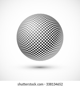 Abstract Globe Halftone Background Design. Black and White Checkered Sphere. Technology Business Concept. Vector Illustration.
