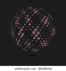 Abstract globe halftone background design element. Abstract vector dotted sphere 
