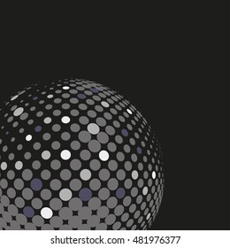 Abstract globe halftone background. Design element. Abstract vector black and white dotted sphere. Dots pattern