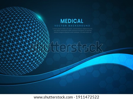 Abstract globe with hexagon pattern medical health care innovation tech desig background. Vector illustration 