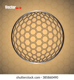 Abstract globe from hexagons. Vector illustration. Eps 10