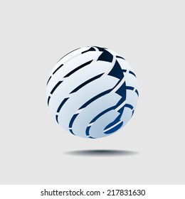 Abstract Globe Icon with Arrows on Light Background