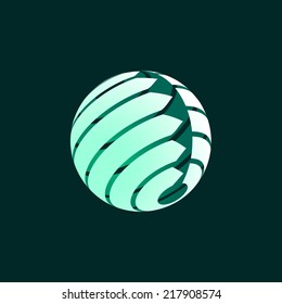 Abstract Globe Icon with Arrows on Dark Background