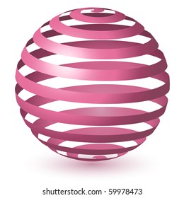 Abstract Globe Icon. Communication and Network Concept. Ribbon Around a Sphere.