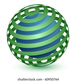 Abstract Globe Icon. Communication and Network Concept. Ribbon Around a Sphere.