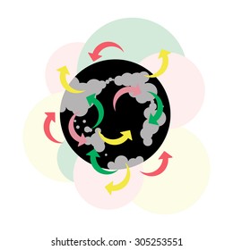 Abstract globe icon made with color arrows