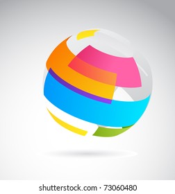 Abstract globe icon made from color ribbons