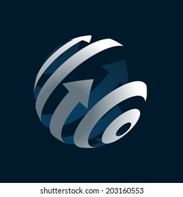 Abstract Globe Icon on Dark Background