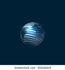 Abstract Globe Icon on Dark Background