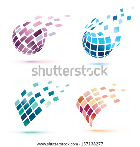 abstract globe icons, business and comunication concept
