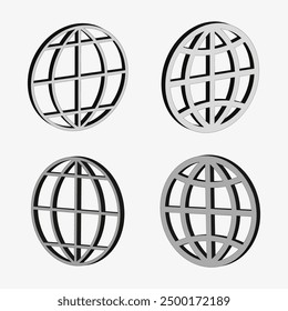 Iconos de Globo Abstractas. Símbolos de Vector geométricos. Diseño minimalista moderno. Arte conceptual global.