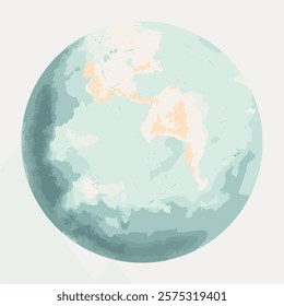 Abstract globe illustration with pastel colors. Earth depicted in soft hues, showcasing continents. Artistic globe design with a pastel color palette.