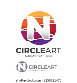 Abstract globe letter N logo design template, Globe art icon logo, circle with swirl colorful style