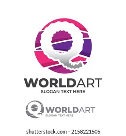 Abstract globe letter Q logo design template, Globe art icon logo, circle with swirl colorful style