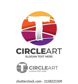 Abstract globe letter T logo design template, Globe art icon logo, circle with swirl colorful style