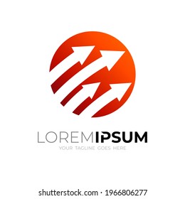 Abstract Globe logo with arrow design combination, simple style