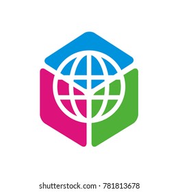 Abstract globe logo design template vector illustration