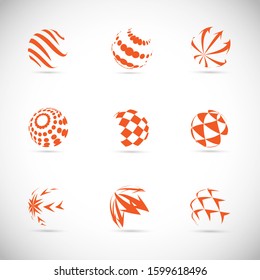 Abstract Globe Logo Set - Isolated On Gray - Vector Illustration