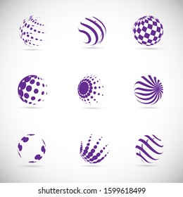 Abstract Globe Logo Set - Isolated On Gray - Vector Illustration