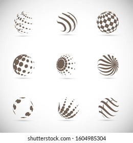 Abstract Globe Logo Set - Isolated On Gray - Vector Illustration. 