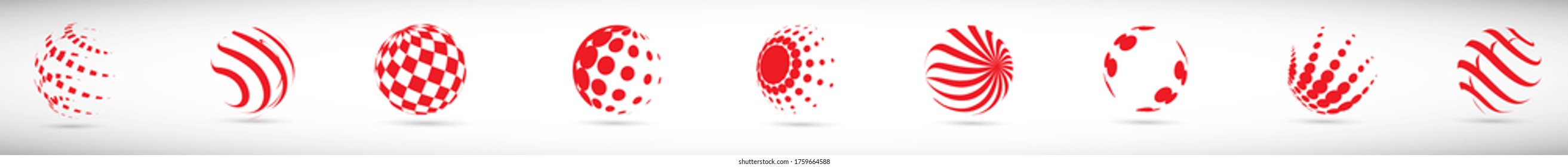 Abstract Globe Logo Set - Isolated On Gray - Vector Illustration. Abstract Globe Vector For Web Icon, Tech Logo And Element Design. 3D Icons For Earth, Global, Globe, Planet And World Logo, Vector