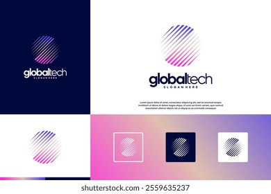 abstract globe logo, smart technology symbol, graphic design inspiration.