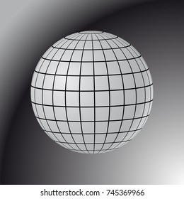 Abstract Globe with Meridians and Parallels. 3d Vector illustration.