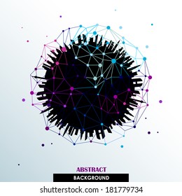 Abstract globe network connections vector background. Abstract Molecular compounds.