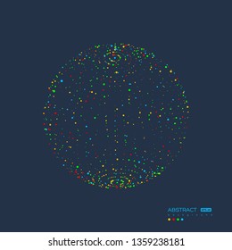 Abstract globe particles sphere. 3d technology digital style. Isolated on dark background. Futuristic vector illustration.