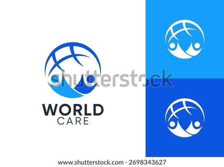 abstract globe people logo. enviro health care symbol vector design	
