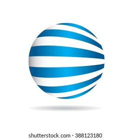 Abstract globe with perspective stripes logo. Vector graphic design 