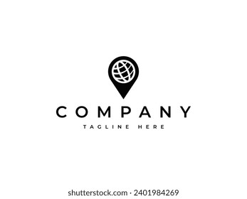 abstract globe with pin logo design