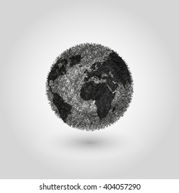 Abstract Globe planet Earth, concept global pollution planet, world globalization, black and white design element Ecological catastrophe poster World Earth Day