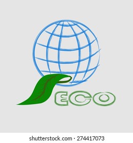 Abstract globe with plant symbol