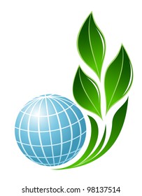 Abstract globe with plant symbol